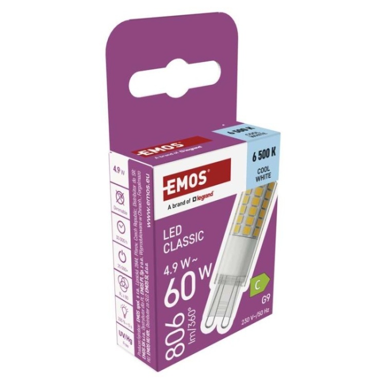 Żarówka LED G9 zamiennik 60W o mocy 4,9W