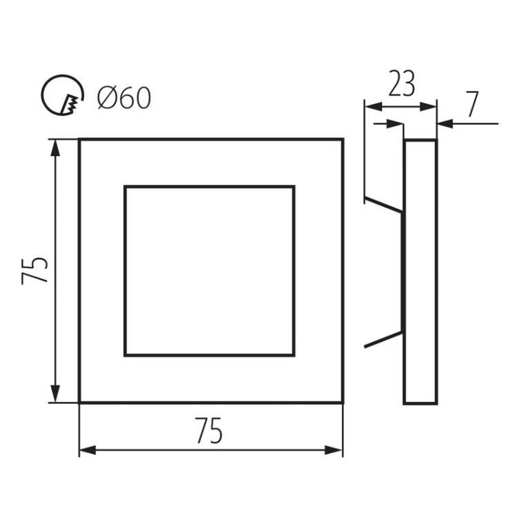 Kwadratowa oprawa schodowa LED 75x75 mm