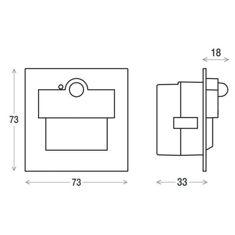 Kwadratowa oprawa schodowa 73x73 mm inox