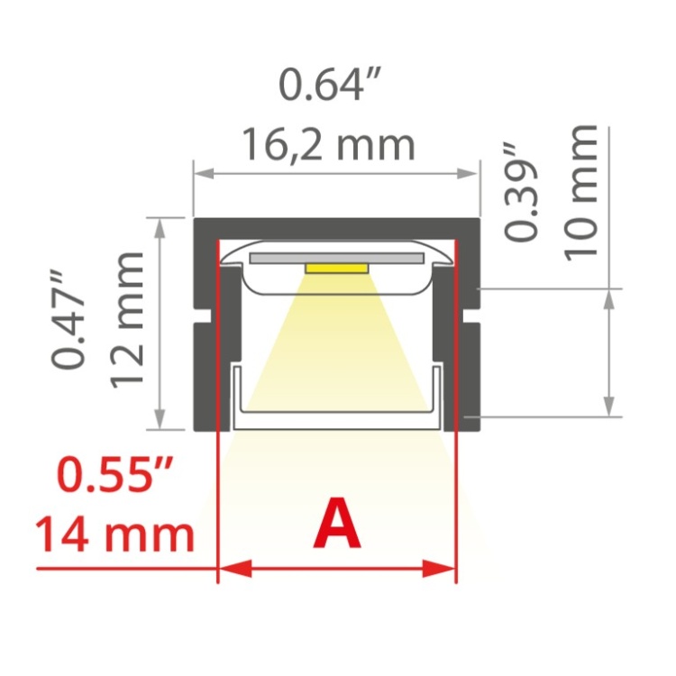 Profil LED PDS-4-PLUS Kluś rysunek wymiarowy