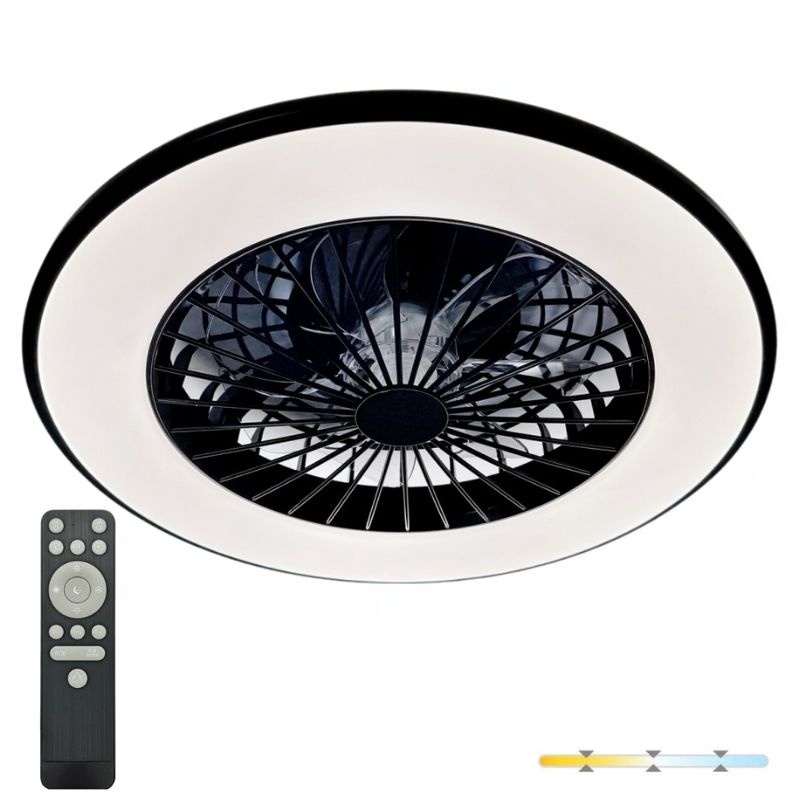 Plafon LED z wentylatorem VENTELUX 48W+15W 3CCT czarny Kobi Windstar
