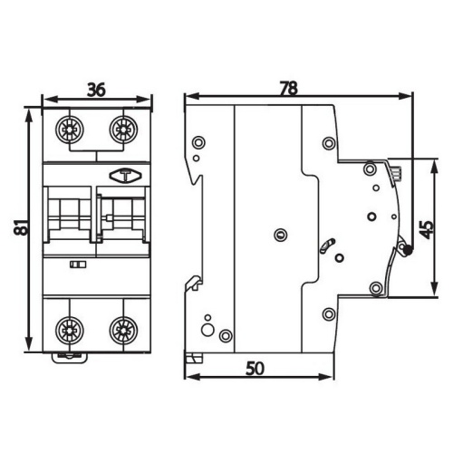 Wymiary KRO10-2/B10/30 78x36x81 mm
