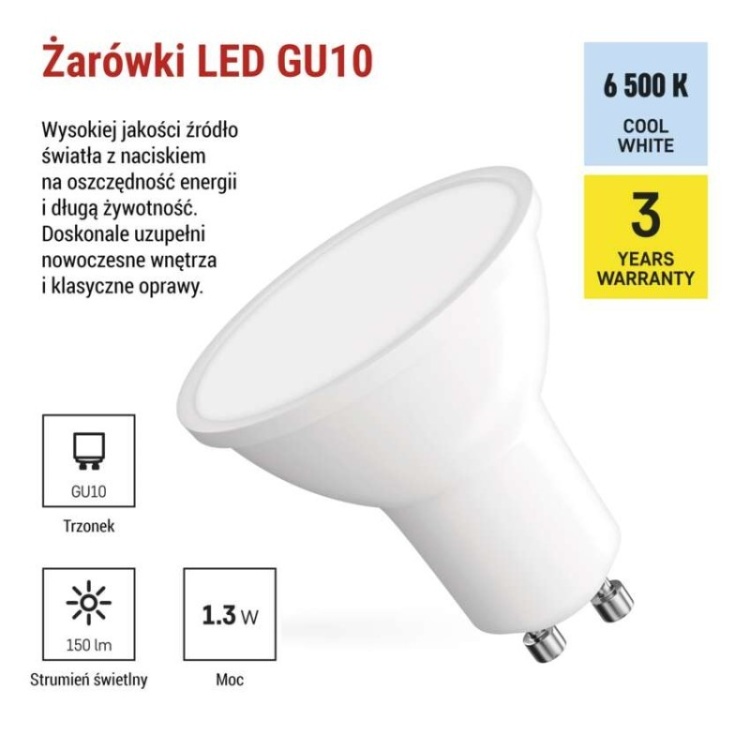 Żarówka LED 150 lumenów GU10