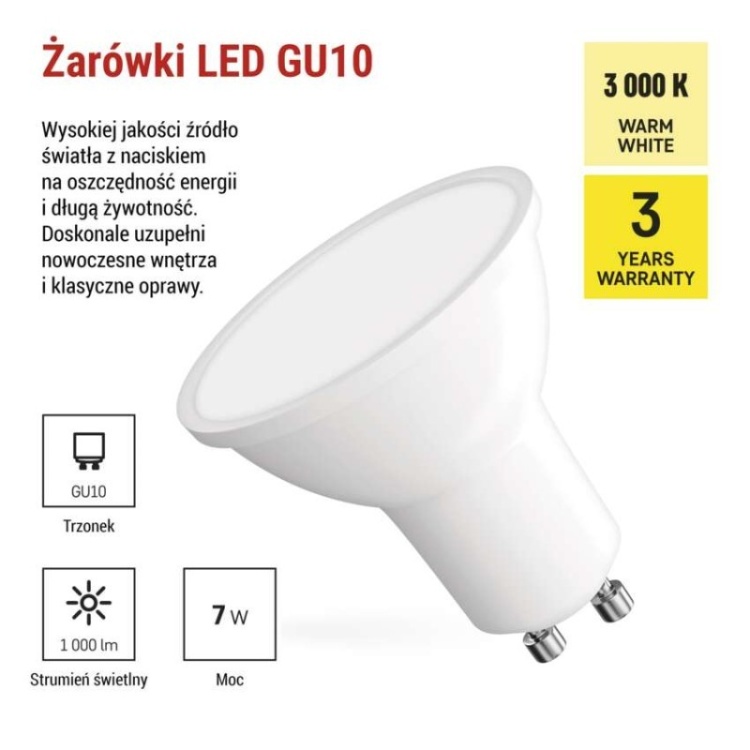 Żarówka LED GU10 odpowiednik 72W