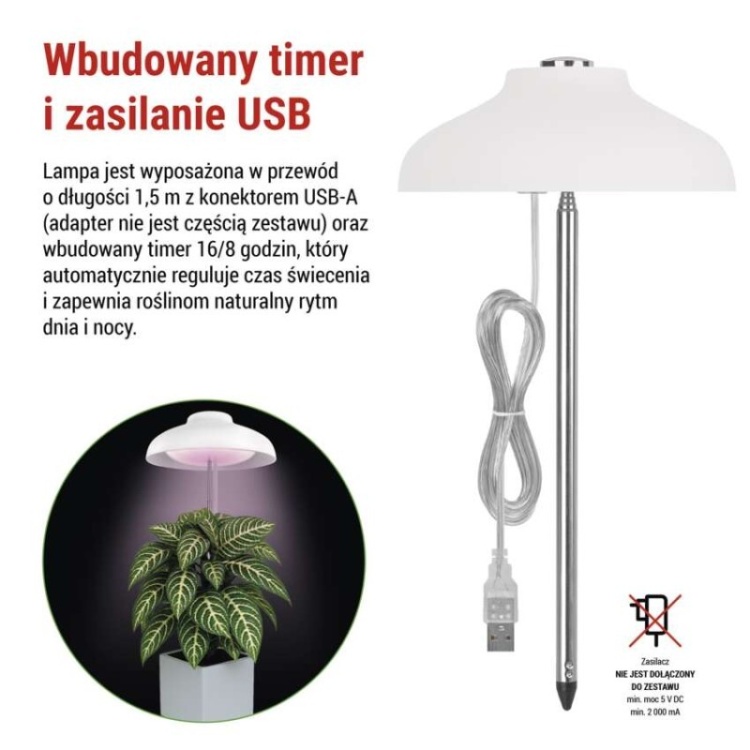 Lampa na parapet do ziół