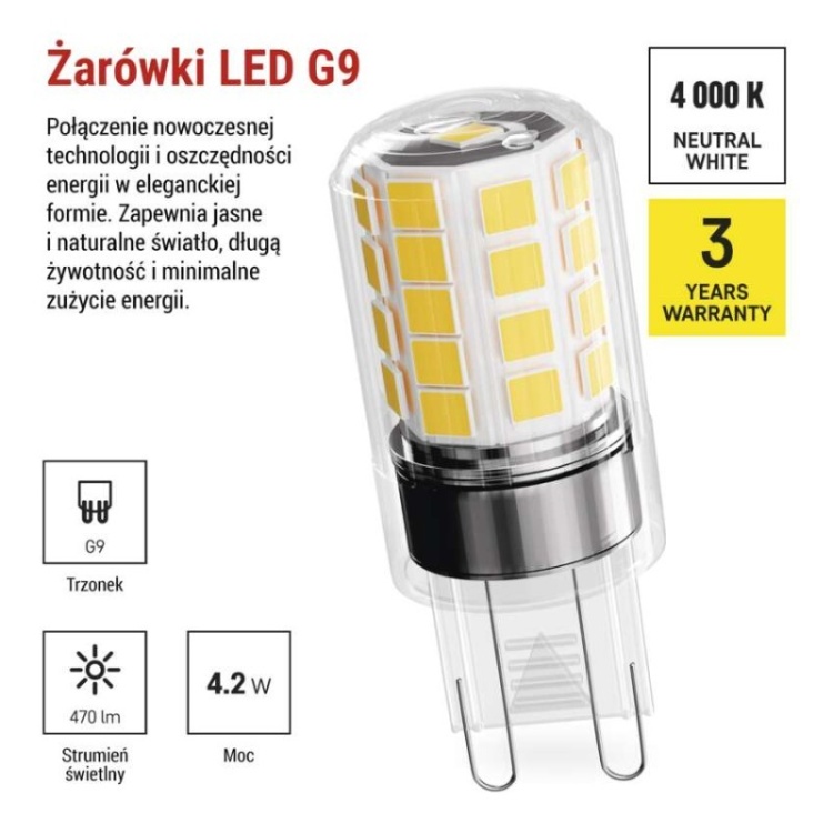 Żarówka LED G9 odpowiednik 40W