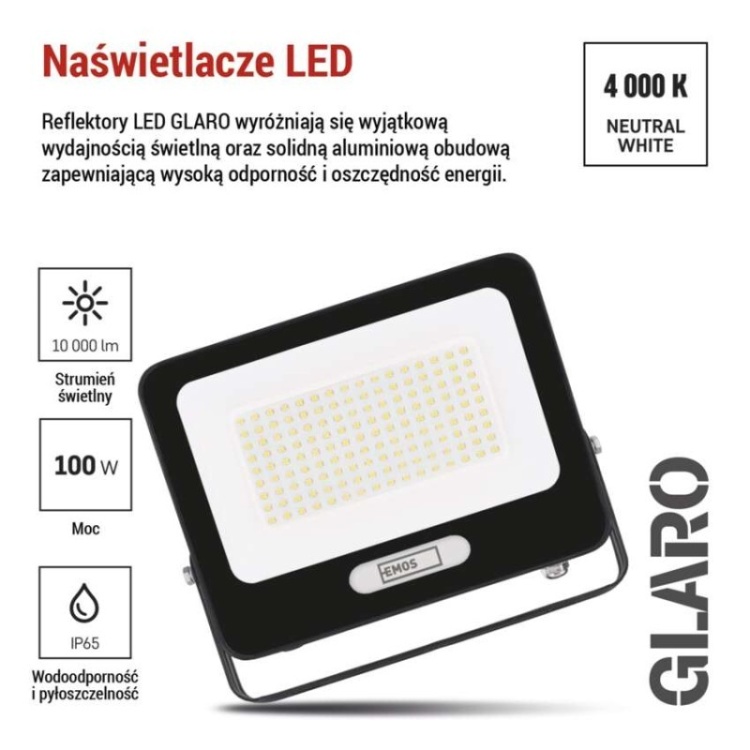 Czarny naświetlacz LED 4000K