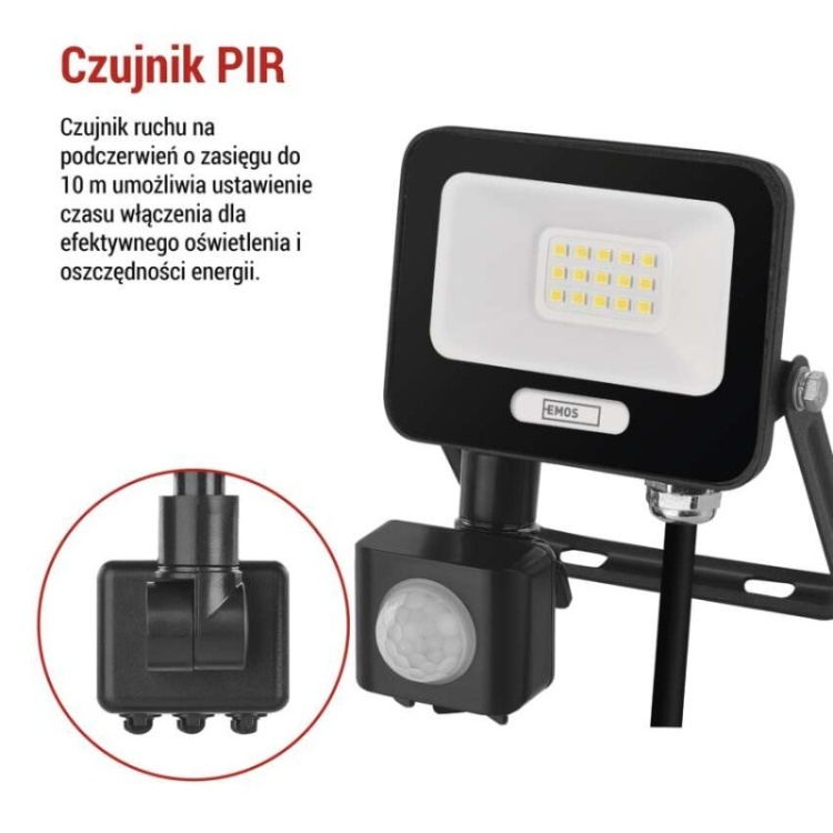Czarny naświetlacz LED IP54 1000 lm