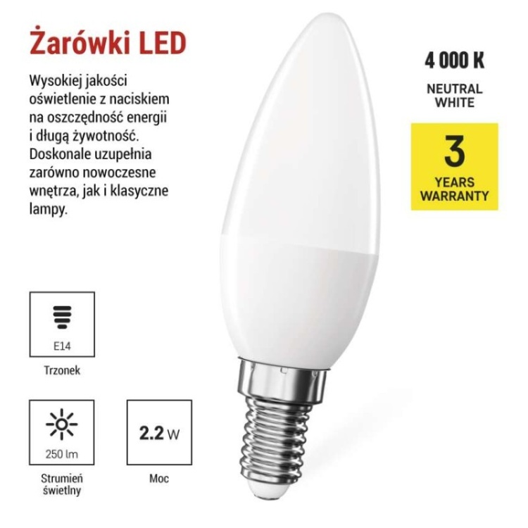 Żarówka LED 250 lumenów E14