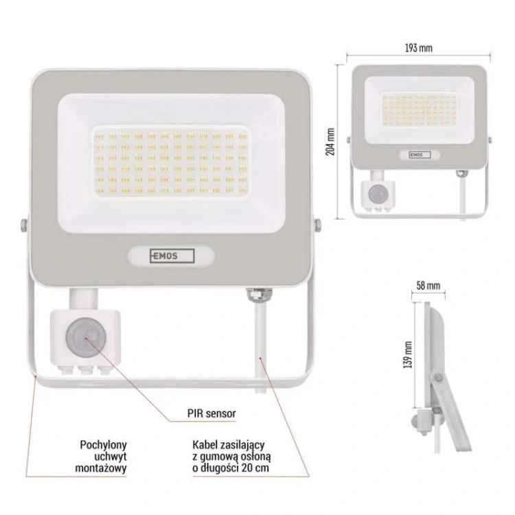 Naświetlacz LED 220-240V 50W biały