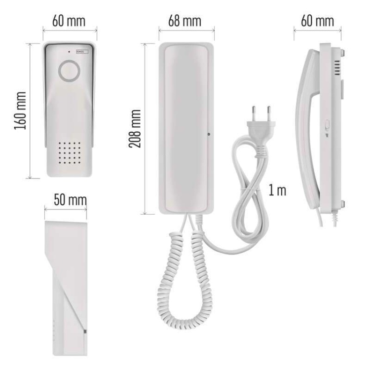 Wymiary zestawu domofonu bezprzewodowego Emos