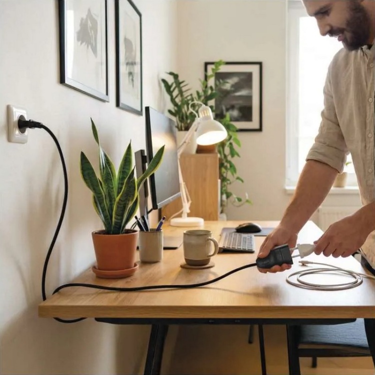 Jednogniazdowy przedłużacz czarny 3m