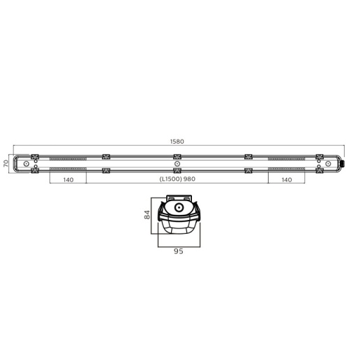 Hermetyczna obudowa do dwóch tub LED T8 G13
