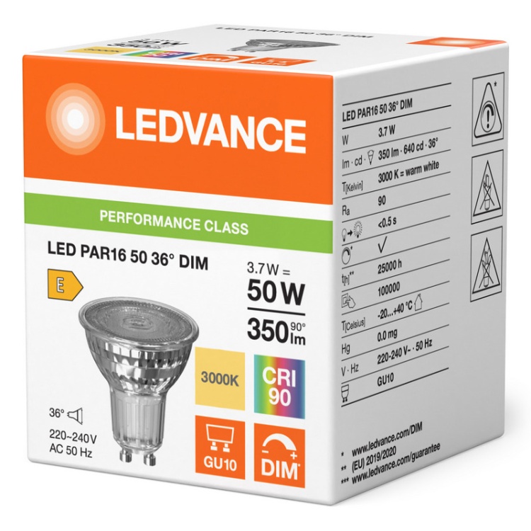 Reflektorowa żarówka LED GU10 36° 350lm