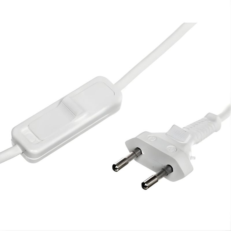 Przewód OMYp 2x0,5mm2 1,9m biały z wyłącznikiem