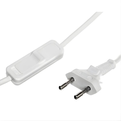 Przewód OMYp 2x0,5mm2 1,9m biały z wyłącznikiem