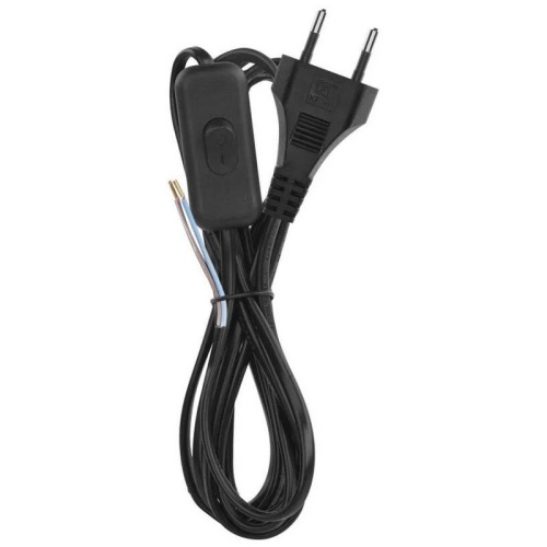 Przewód 2x0,75mm2 2m z wyłącznikiem czarny EMOS