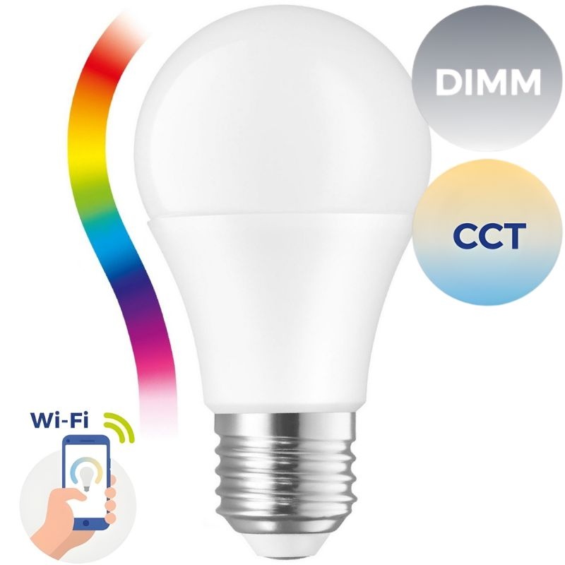 Inteligentna żarówka LED E27 Spectrum SMART GLS 9W 230V 850lm RGBW+CCT+DIM TUYA Wi-Fi
