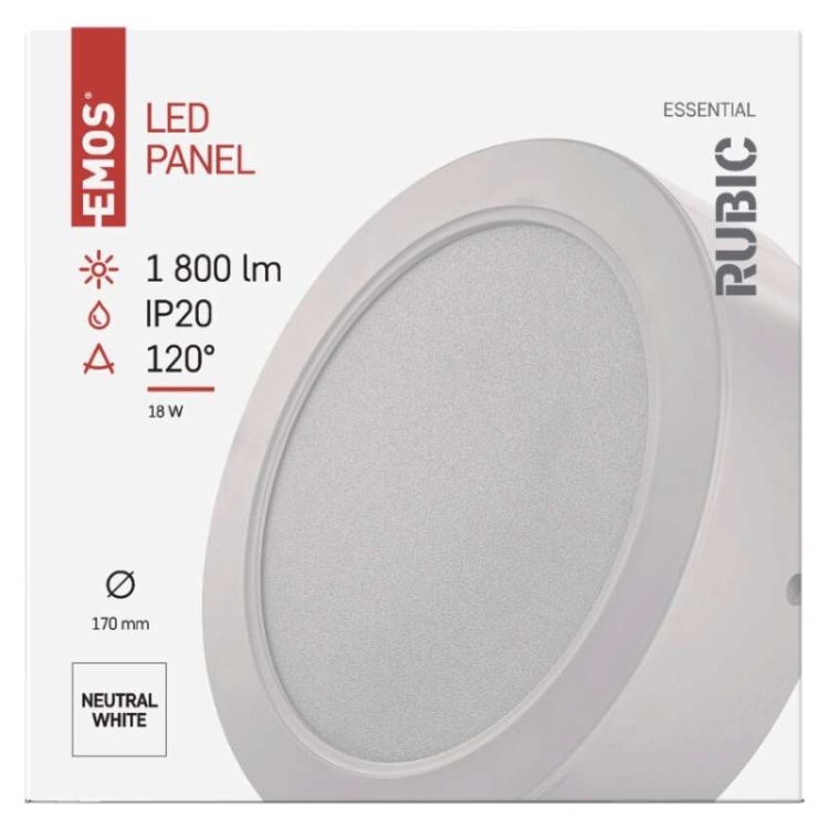 Panel LED natynkowy RUBIC 2w1, okrągły, biały, 18W, naturalna biel