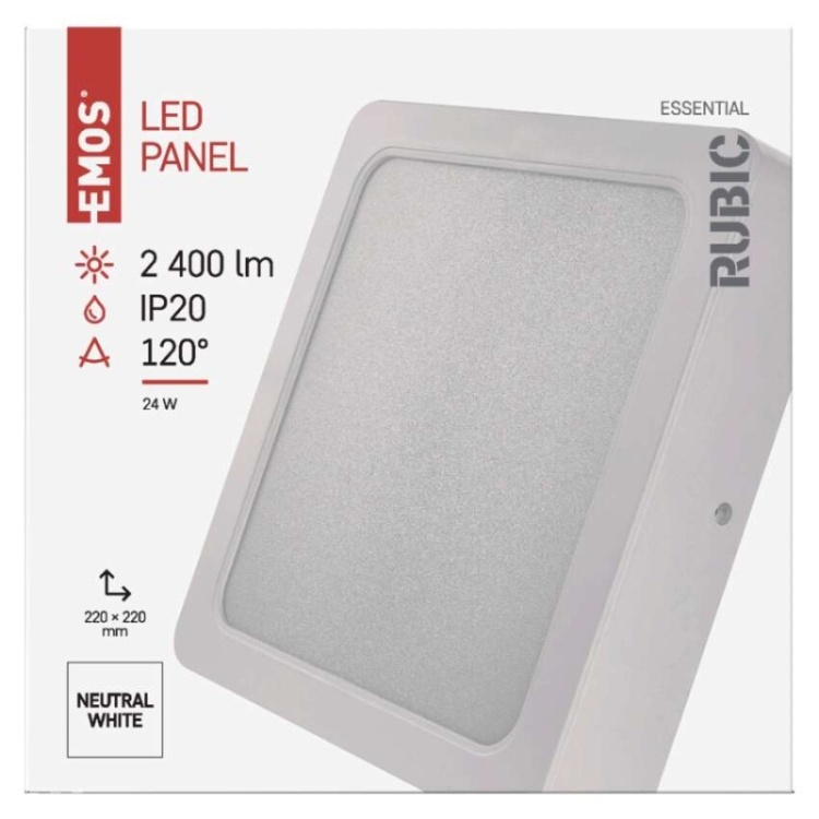 Panel LED  natynkowy RUBIC 2w1, kwadrat, biały, 24W, naturalna biel