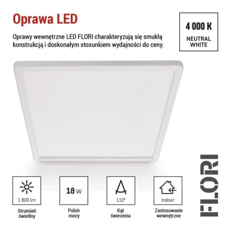 Oprawa LED sufitowa FLORI 4000K