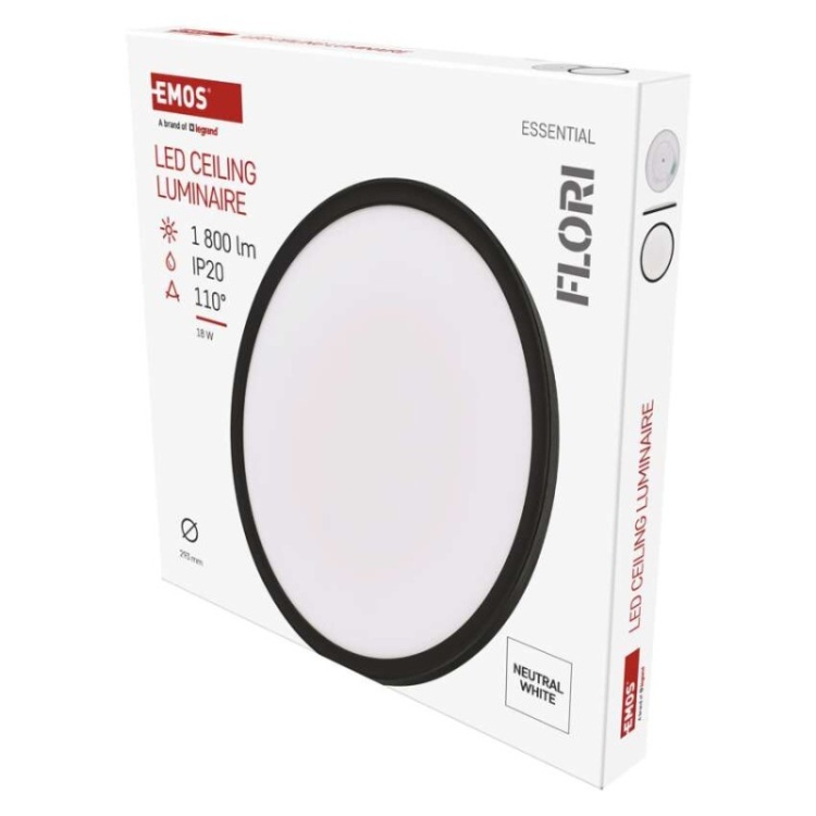 Lampa sufitowa LED FLORI czarna 4000K