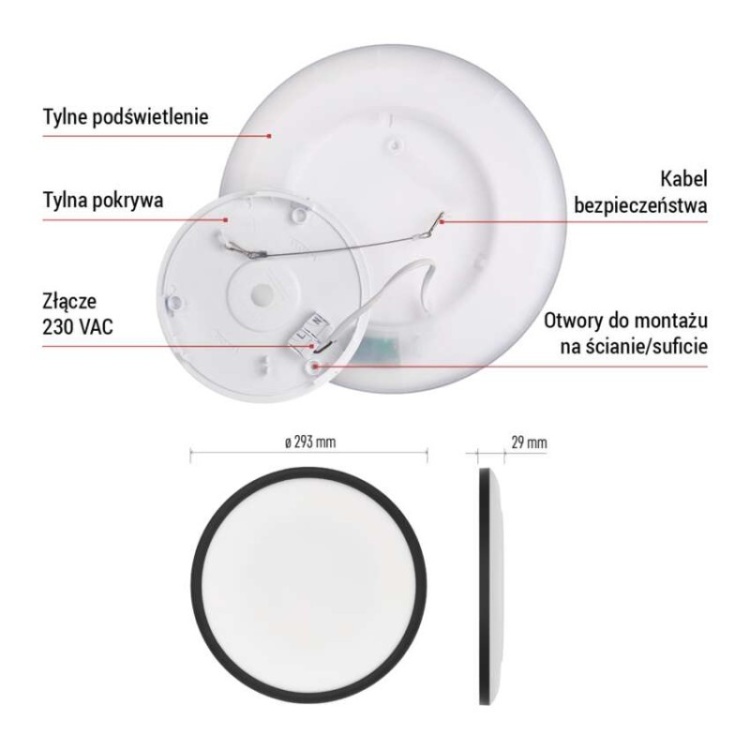 Lampa LED FLORI czarna z mlecznym kloszem