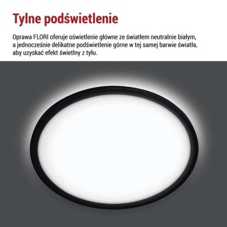 Oprawa LED FLORI okrągła, czarny, 22W, neutralna biel