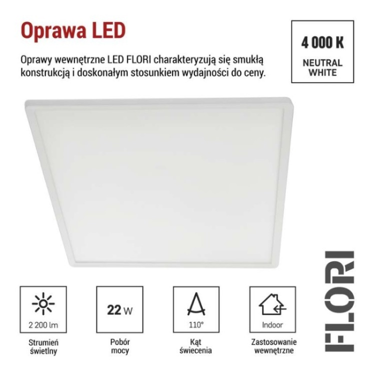 Plafon LED EMOS FLORI kwadratowy biały