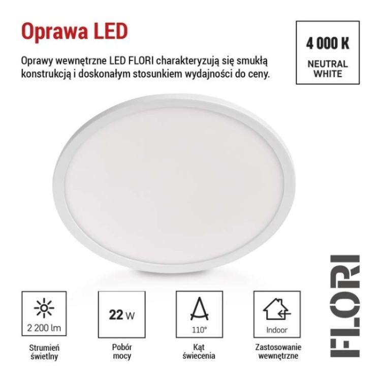 Biała oprawa sufitowa LED FLORI