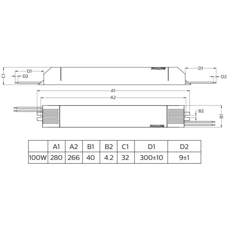 Certa Drive 100W 24V rysunek wymiarowy