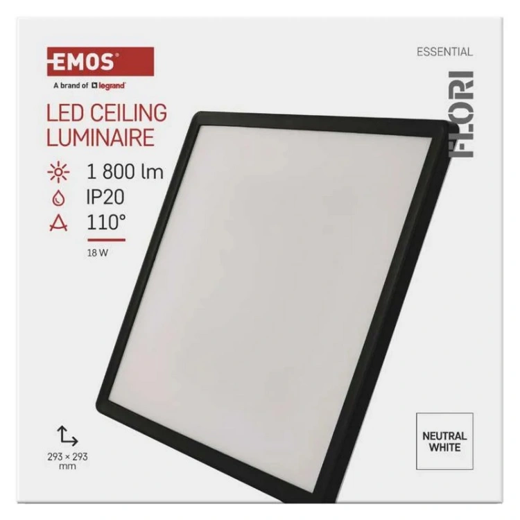 Oprawa LED FLORI 18W czarna kwadratowa
