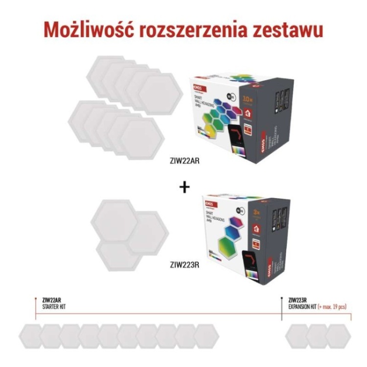 Mdułowe oświetlenie LED hexagon