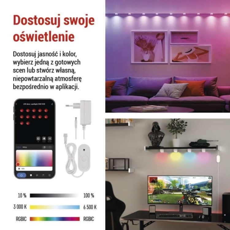 LED RGBIC z regulacją barwy światła