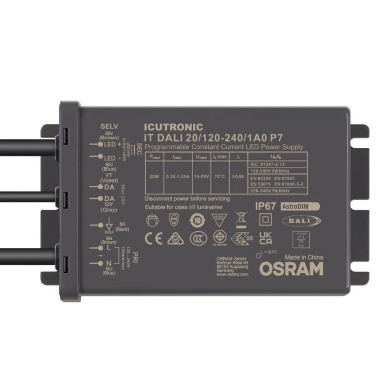 Programowalny zasilacz LED DALI 20W do opraw zewnętrznych