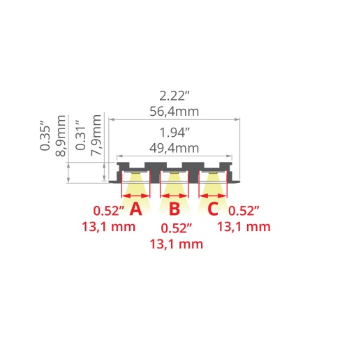 Profil LED TRIADA-K srebrny anodowany, odcinki 1m, 2m, 3m wymiar.jpg