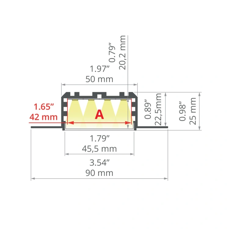 Profil LED KOZEL-50 nieanodowany, odcinki 1m, 2m, 3m wymiar.jpg