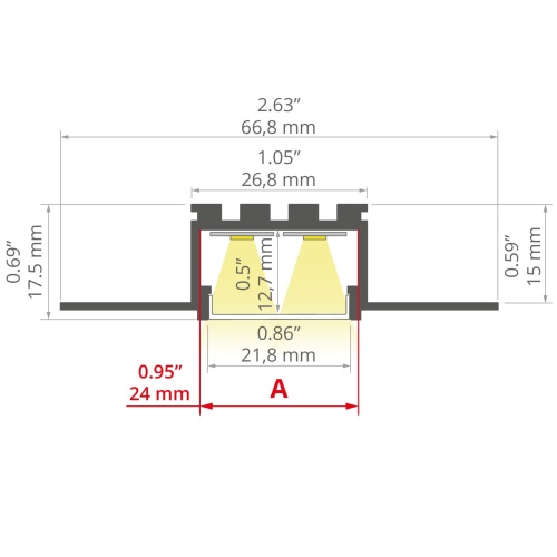 Profil LED KOZUS srebrny nieanodowany do płyt 16mm, odcinki 1m, 2m, 3m wymiar.jpg
