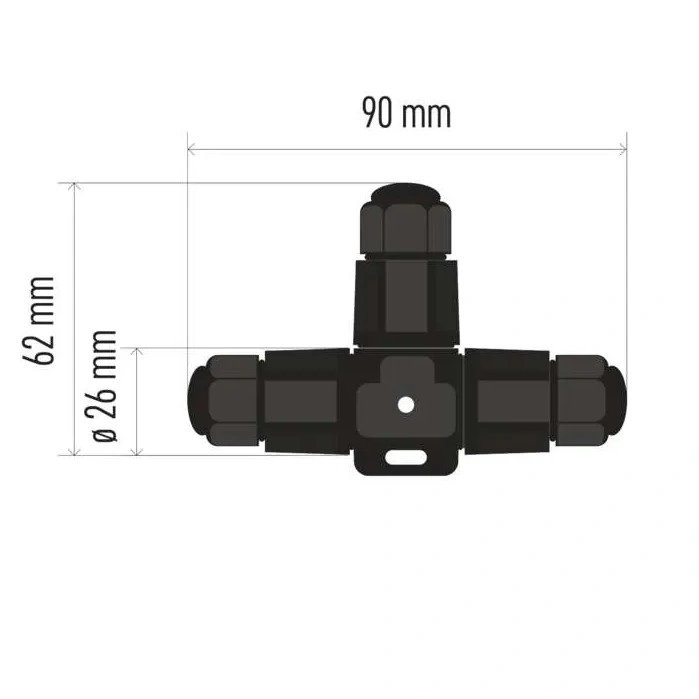 Złącze hermetyczne T do przewodów 3x2,5mm2 250V 16A IP68