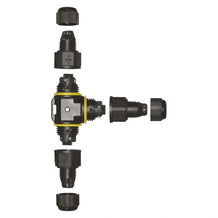 Złącze hermetyczne T do przewodów 3x2,5mm2 250V 16A IP68