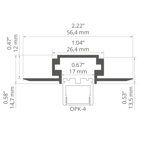 Profil montażowy TPK-4 nieanodowany (system PK-4), odcinki 1m, 2m, 3m wymiar.jpg