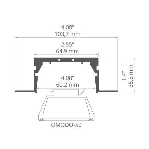 System profili MOD-KOZE-50 odcinki 1m, 2m, 3m wymiar.jpg