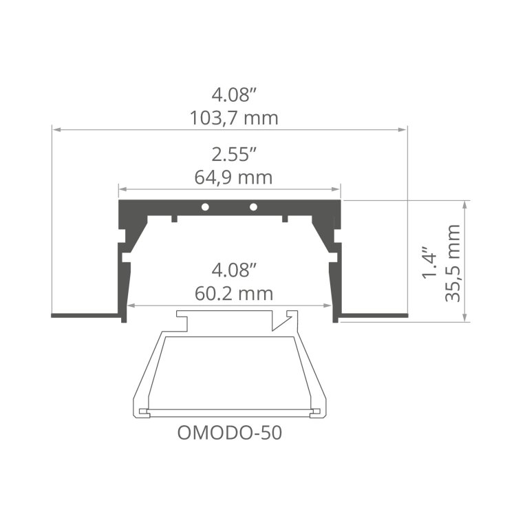 System profili MOD-KOZE-50 odcinki 1m, 2m, 3m wymiar.jpg