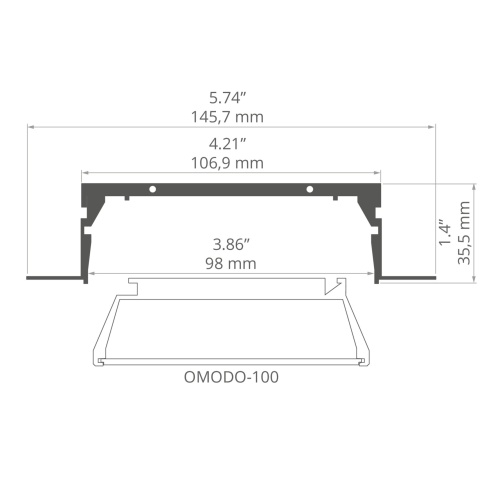 System profili MOD-KOZE-100 odcinki 1m, 2m, 3m wymiar.jpg