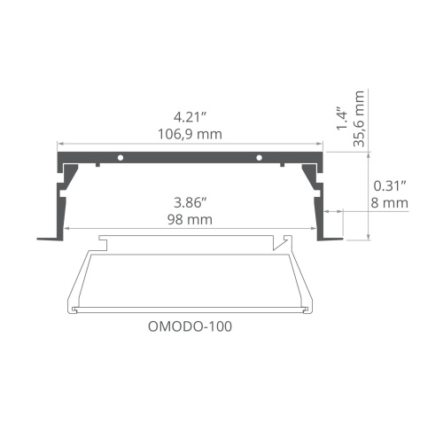 System profili MOD-KOL-100 odcinki 1m, 2m, 3m wymiar.jpg
