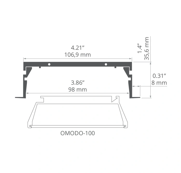 System profili MOD-KOL-100 odcinki 1m, 2m, 3m wymiar.jpg