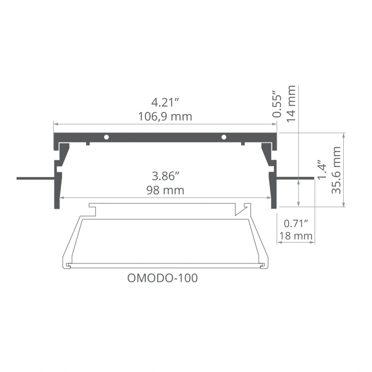 System profili MOD-TEK-100 odcinki 1m, 2m, 3m wymiar.jpg