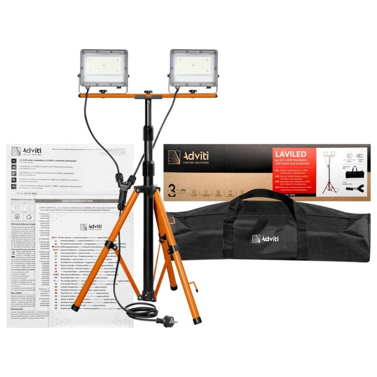 Zestaw naświetlaczy LED LAVILED 2x50W 4000K 9000lm statyw IP65