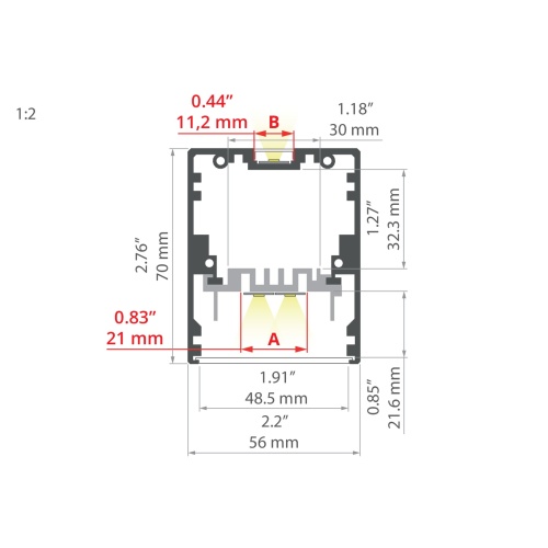 Profil LED MOD-50 czarny RAL odcinki 1m, 2m, 3m wymiar.jpg