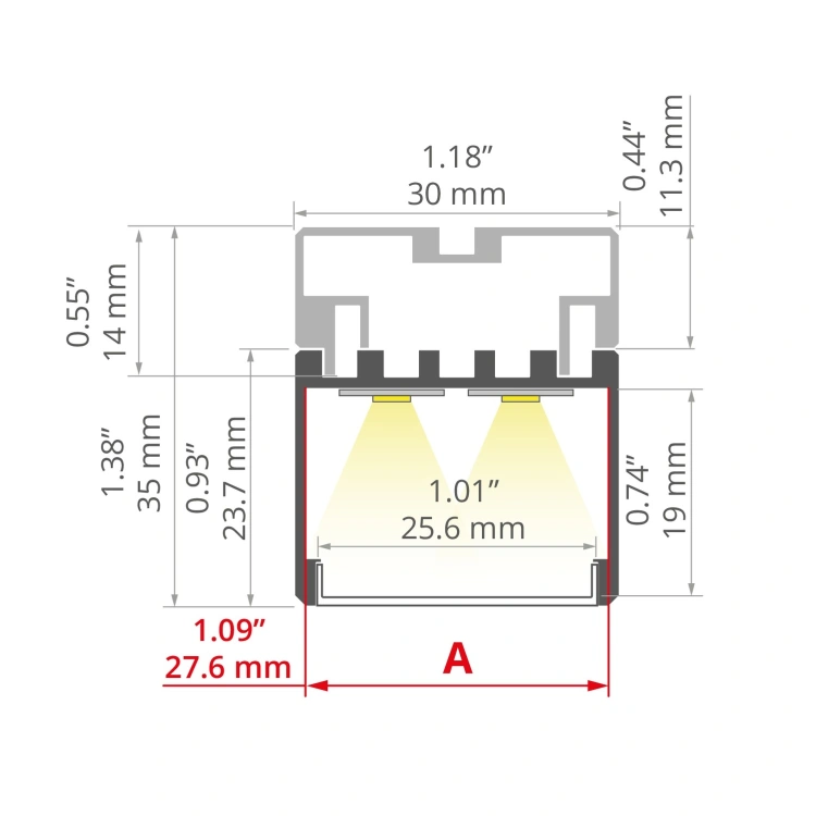 Profil 3035 do budowy opraw LED, odcinki 1m, 2m, 3m wymiar.jpg